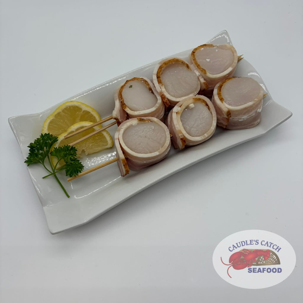 Freshly Made Bacon Wrapped Scallop Skewers (Per Piece)
