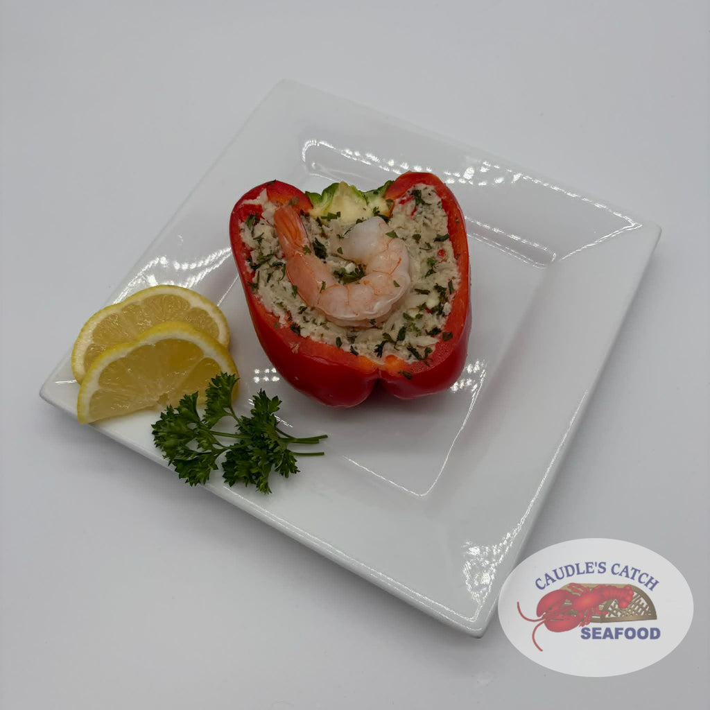 Freshly Made Seafood Stuffed Red Bell Pepper
