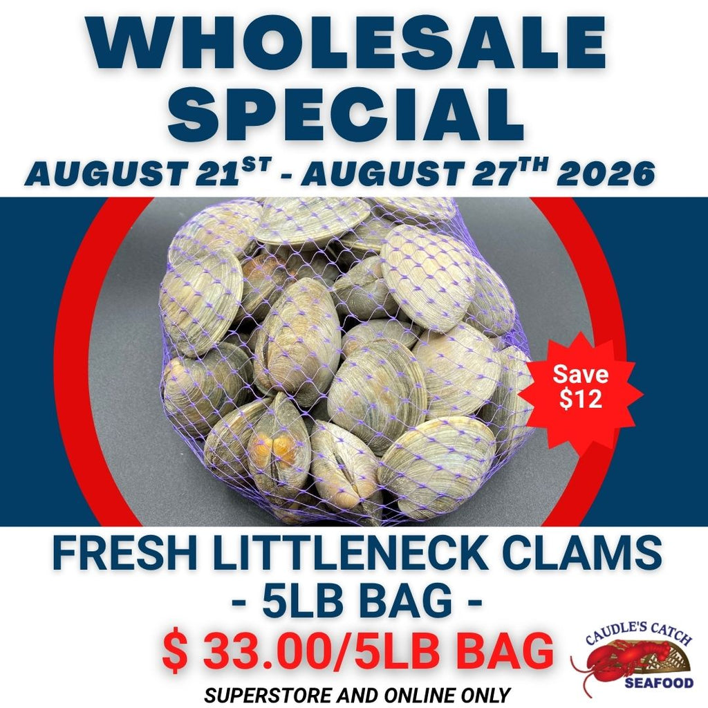 Wholesale Special: Fresh Littleneck Clams - 5lb Bag