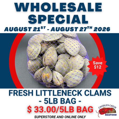 Wholesale Special: Fresh Littleneck Clams - 5lb Bag