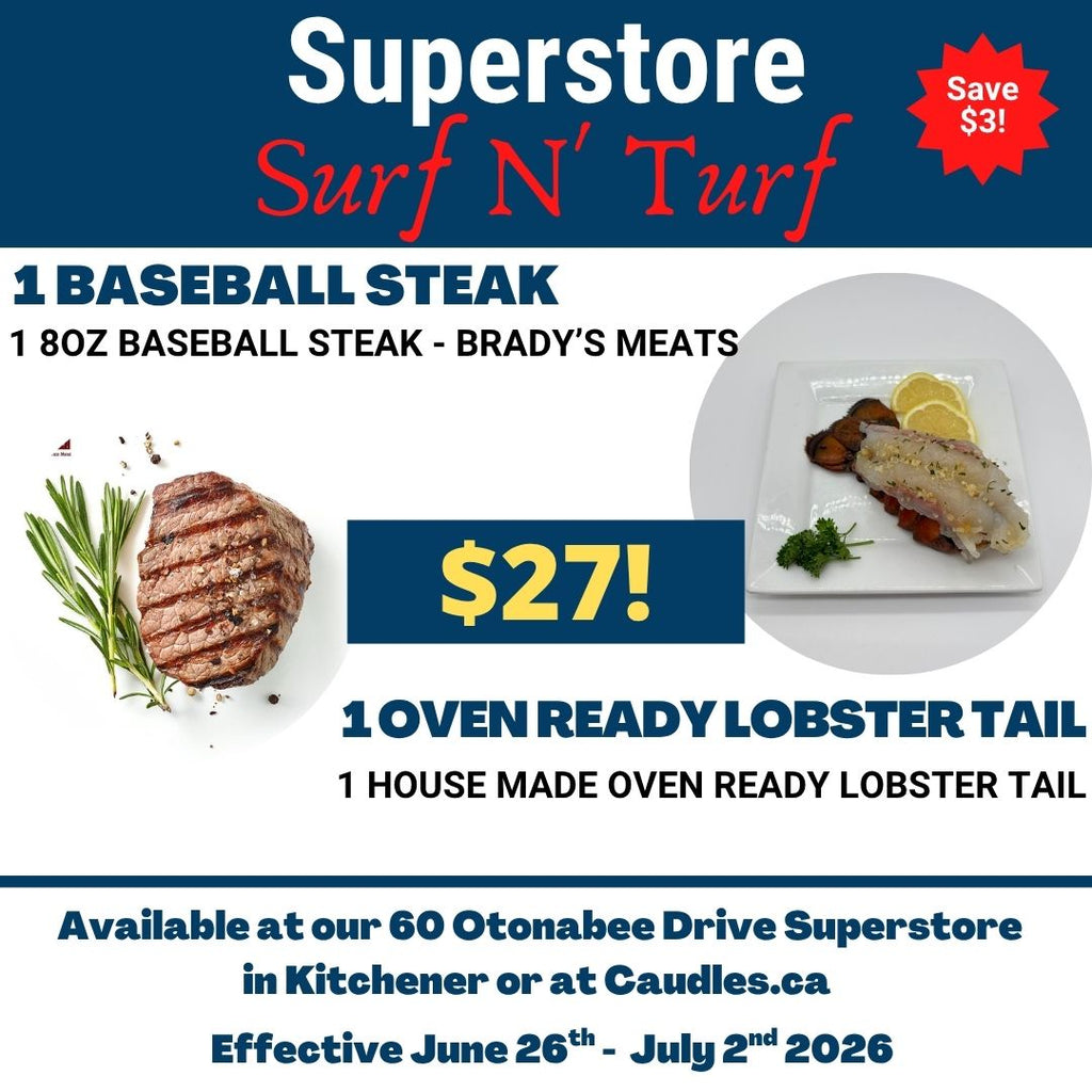 Superstore Surf N' Turf Special - One Bradys Baseball Steak and One Oven Ready Lobster Tail