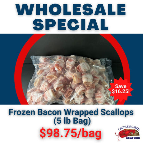 Wholesale Special: Frozen Bacon Wrapped Scallops (5 lb Bag)