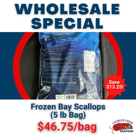 Wholesale Special:  Frozen Bay Scallops (5 lb Case)