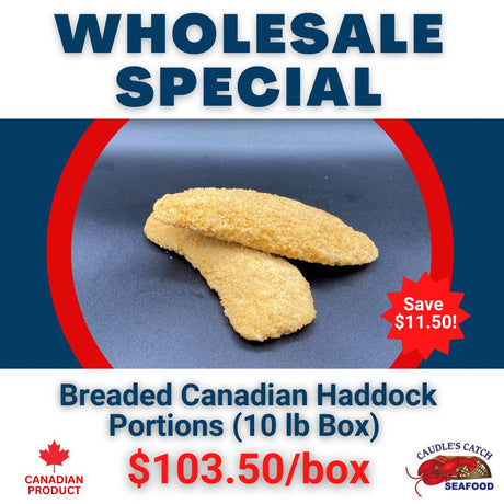 Wholesale Special:  Frozen Canadian Breaded Haddock Fillets (10 lb Bag)