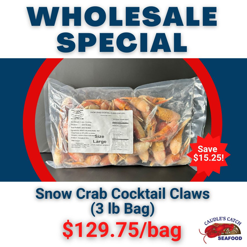 Wholesale Special:  Cooked Snow Crab Cocktail Claws (3 lb Bag)