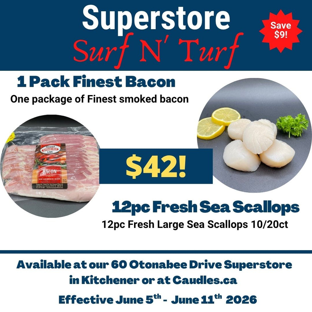 Superstore Surf N' Turf Special - One package Finest Bacon and 12pc Fresh Sea Scallops