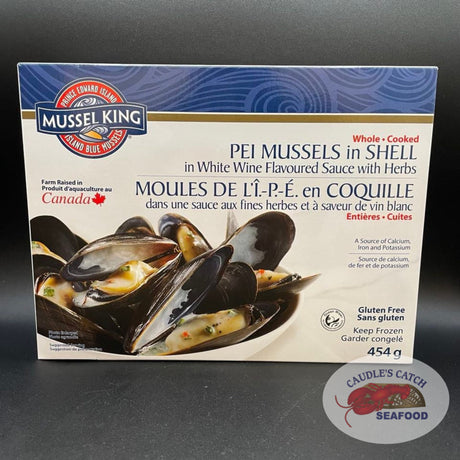 Cooked P.E.I. Mussels in White Wine Flavoured Sauce
