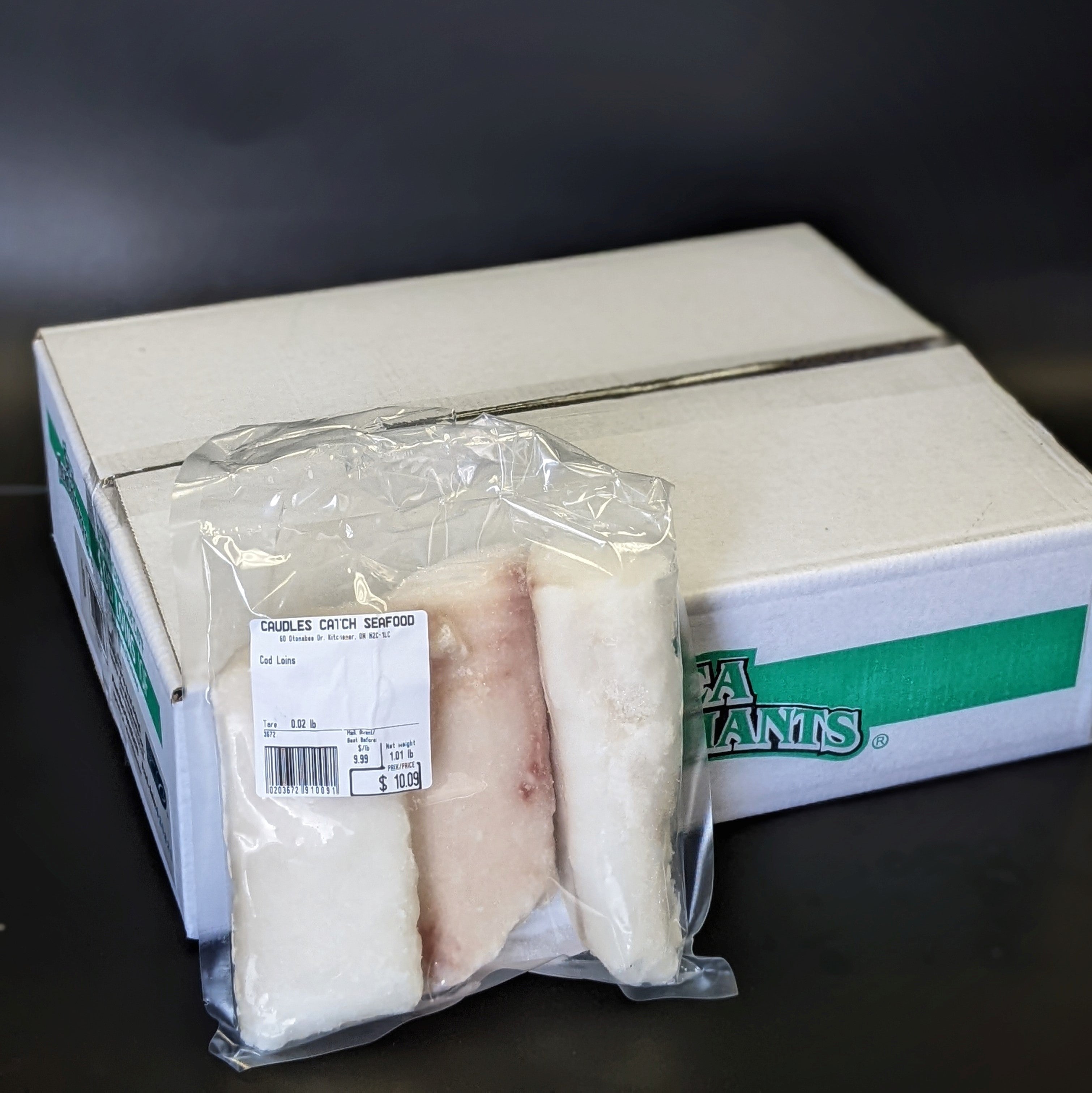 catch box frozen fish Cod Loins 5oz (10lb Case)